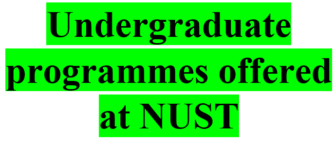 NUST OFFERED COURSES